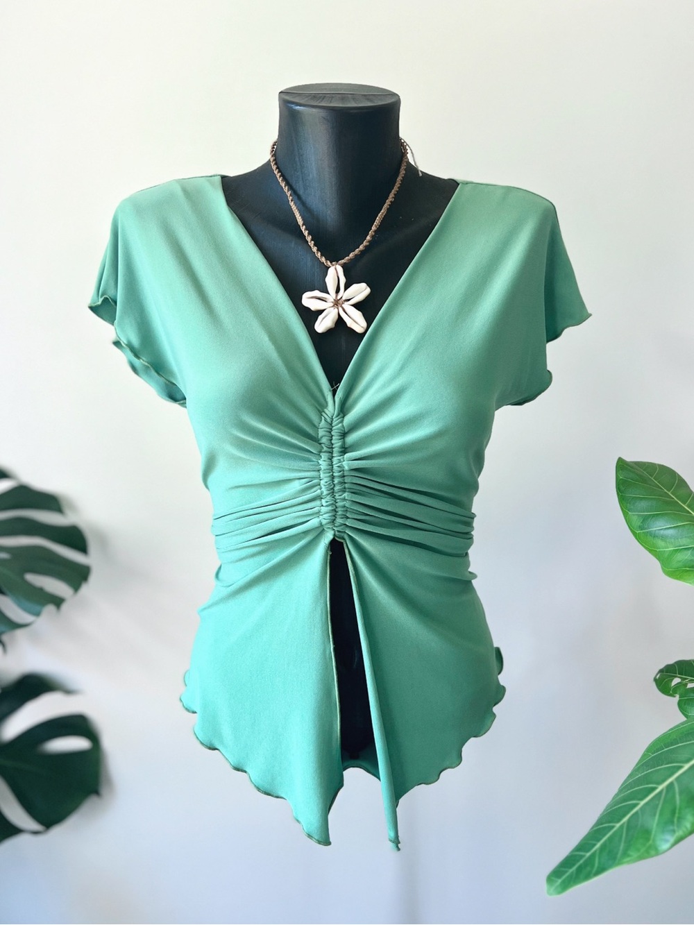 2001 Vintage NWD | Green Ruched Front Fairy Top 🧚